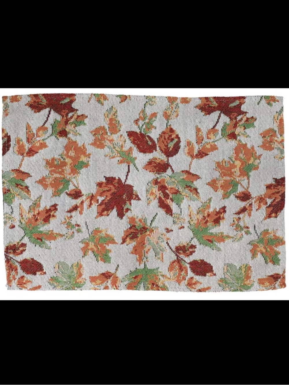 Autumn Leaf Pattern Decorative Tapestry Placemat - Orange/Green